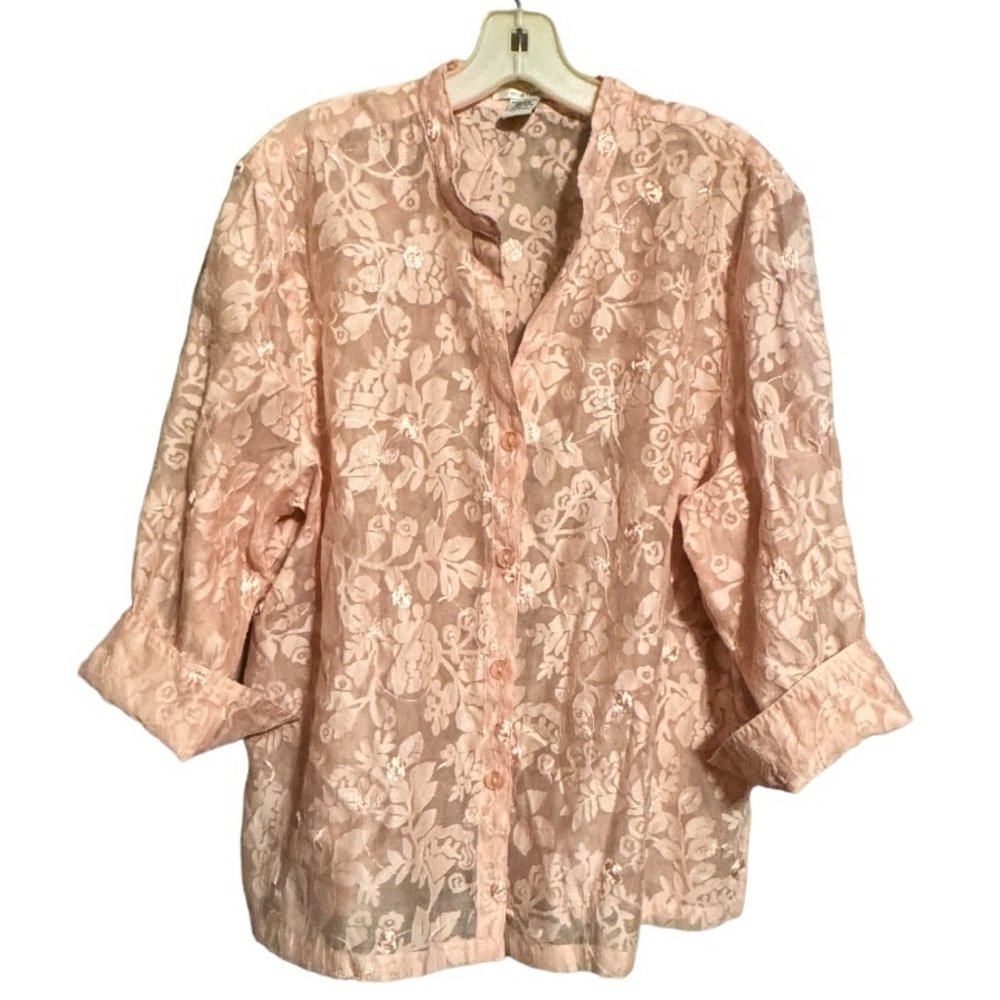 Vintage Erin‎ London Pink Sheer Blouse